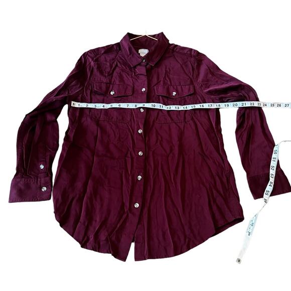 Chico's Burgundy Button-Front Long Sleeve Top - Size Medium - Picture 6 of 6